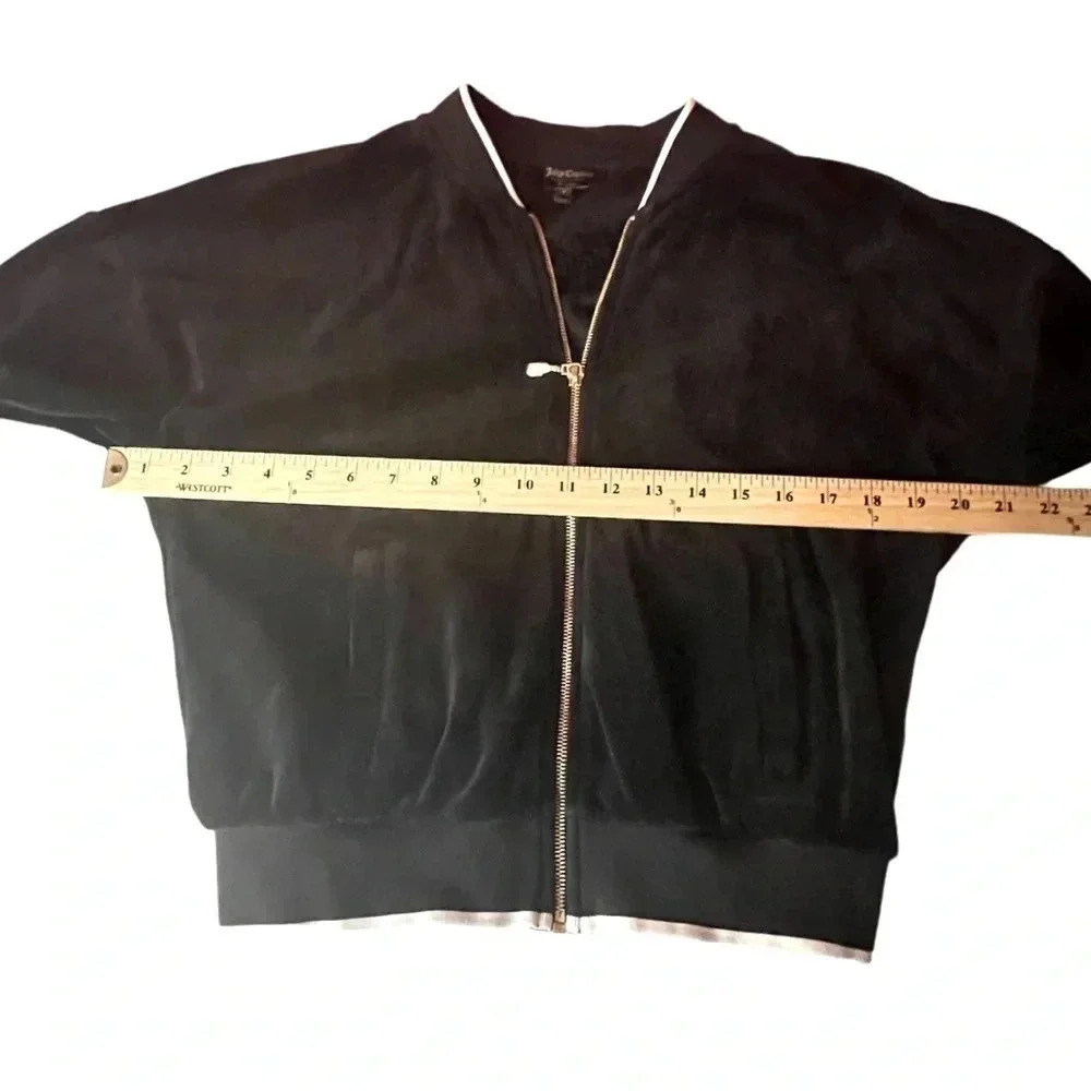 Juicy Couture Black Label Retro Y2K Black   Velour Track Jacket Size Small - Picture 8 of 10